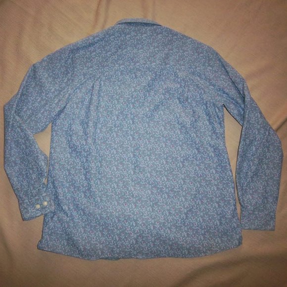 LL Bean ~ chambray floral print shirt ~ M - Picture 3 of 3